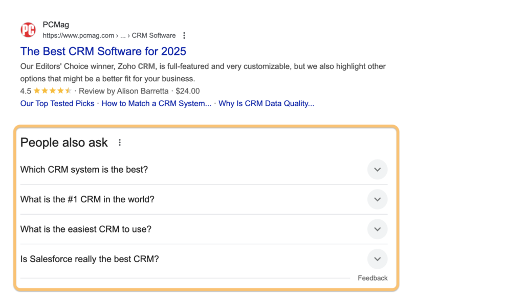 Screenshot of Google Search showing the People also ask section.